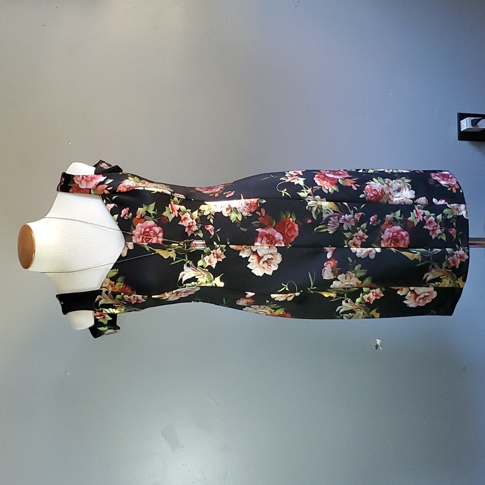 Enfocus Studio, black, floral, rose, cold shoulder, dress, size 8